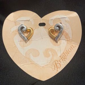 Pierced two toned heart earrings